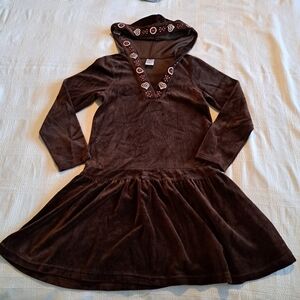 Gymboree girls size 9 brown velour Alpine Sweetie line hooded dress